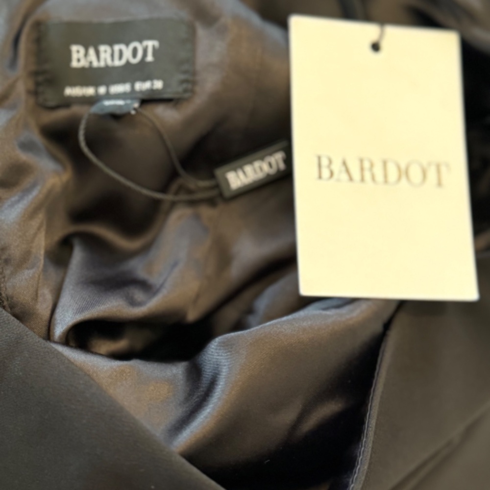 Bardot Black Rona Ruffle Side Slit Midi Dress NWT Size 6,wedding guest dress - Picture 7 of 8